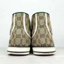 1円 【美品】 GUCCI グッチ 【王者の貫禄】 メンズ テニス スニーカー ハイカット シューズ 靴 GGキャンバス シェリーライン10 29.0cm相当_画像7