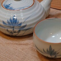 稚峰作 有田焼 茶器 急須 湯呑み 5客セット 陶器 染付 【KT0056】_画像6