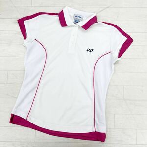 1438* YONEX Yonex sport wear hardball softball type tennis badminton tops shirt half button white lady's L
