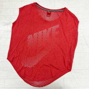 1438◎ NIKE ナイキ トップス カットソー Tシャツ ノースリーブ タンクトップ ビック ロゴ カジュアル レッド レディースL