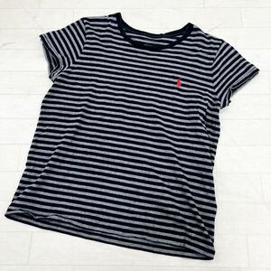 1438* POLO RALPH LAUREN Polo Ralph Lauren tops cut and sewn t рубашка Logo вышивка окантовка черный серый женский 