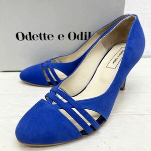 1444* made in Japan ODETTE E ODILEotetoeoti-ru shoes shoes pumps round tu heel casual blue lady's 23.5