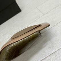 1441◎ イタリア製 BRUNOMAGLI ブルーノマリ 靴 パンプス サンダル オープントゥ ヒール カジュアル カーキ レディース37_画像9