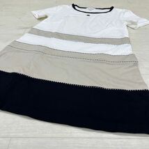 1438◎ courreges クレージュ トップス ワンピース チュニック 半袖 クルーネック ドッキング ホワイト レディース38_画像3