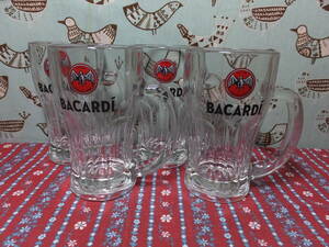 BACARDI　バカルディ　ジョッキ　グラス　4客セット　口径(内径)約7.5cm、高さ約14cm　中古 (未飲用)