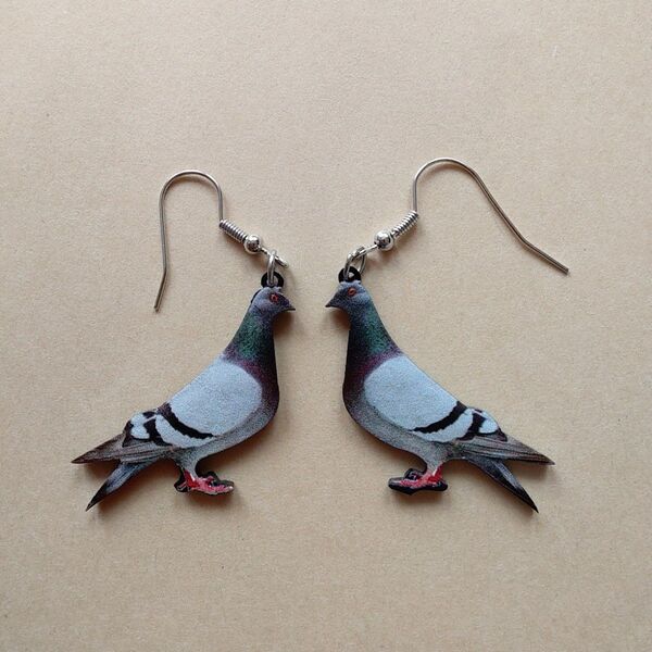 ★新品 ミニチュア 鳩 ハト ピアス おもしろいピアス
