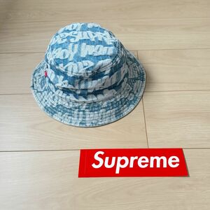 美品　Supreme シュプリーム ファット ティップ ジャカード デニム クラッシャー バケットハット　