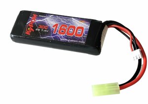 Kypom S電動ガン 7.4V 1600mAh 30C60C リポミニタミヤ コネクター 電動ガン エアガン リポ リチウムポリマー バッテリー　★