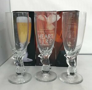 【未使用品】石井竜也 オリジナルビアグラス HEAVEN～気分～GLASS HEART BIRD PREMIUM 3点セット セブンイレブン 景品 [11] (管：059102)80