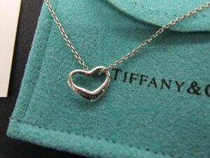 【中古品】TIFFANY ＆Co.　オープンハート　ペンダントネックレス　ミニハート　ペレッティ　SILVER製　(管理番号：060105）