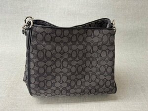 【中古品】COACH コーチ シグネチャーハンドバッグ F36424 グレー系 (管理番号：049104)