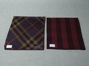 【未使用品】BURBERRY ハンカチ 2枚セット 約50cm / 約47cm 綿100％ 日本製 バーバリー (管理番号：049102)