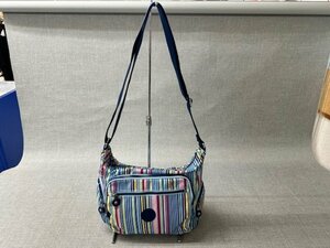 【中古品】KIPLING キプリング ショルダーバッグ ストライプ柄マルチカラー (管理番号：049104)