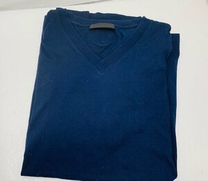 [ б/у товар ]PRADA Prada Men*S V шея футболка SIZE:XL темно-синий темно-синий цвет ( контрольный номер :060103)
