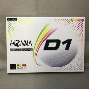 【未使用品】HONMA(本間ゴルフ) D1 DYNAMIC DISTANCE ゴルフボール1ダース(3ボール×4色) マルチカラー（管理番号：046111）
