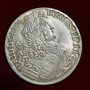 ドイツ プロイセン王国 硬貨 古銭 1707年 フリードリヒ1世 月桂樹 国章 クラウン コイン 銀貨 外国古銭 海外硬貨 の画像2