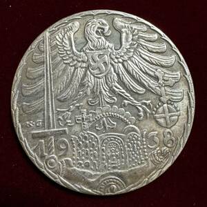 ドイツ ニュルンベルクの街 硬貨 古銭 1938年 オーストリア併合 剣 帝国の鷲 紋章 クラウン 花輪 コイン 銀貨 外国古銭 海外硬貨 