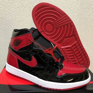 新品 未使用 NIKE AIR JORDAN 1 RETRO HIGH OG Patent Bred パテント ブレッド エナメル 赤黒 Black Varsity Red satin 桜木花道 26.5cm