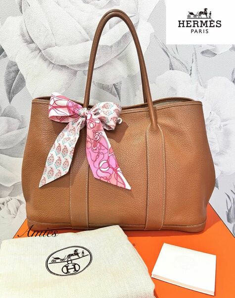 美品★HERMES ガーデンパーティ PM ネゴンダ ゴールド