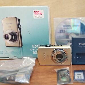 【中古・動作確認済】キャノン デジタルカメラ 　CANON IXY 920 IS ゴールド/未使用純正SDカード・専用ケース付き