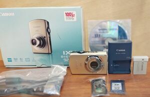 【中古・動作確認済】キャノン デジタルカメラ 　CANON IXY 920 IS ゴールド/未使用純正SDカード・専用ケース付き