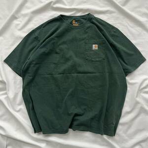 カーハート Carhartt 古着 半袖 Tシャツ コットン ポケットTシャツ 送料込 グリーン 緑 Lサイズ