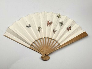 [ fan ] white bamboo 5 size [ white ground silver blow snow butterfly pattern ] tea ceremony / tea. hot water for / capital fan / Japanese clothes cat pohs possible M0105B