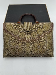 m0666 美品 和装 バッグ ビーズバック フォーマル 茶色 和装小物 バック 鞄 ハンドバック