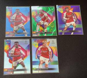 Arsenal【2023-24 TOPPS FINEST UEFA】Refractor 以上 5枚セット | Bukayo Saka 他