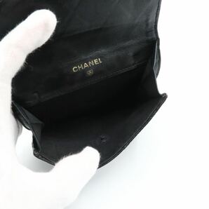 CHANEL シャネル ビコローレ キャビアスキン Wホック 折り財布 ブラックの画像5
