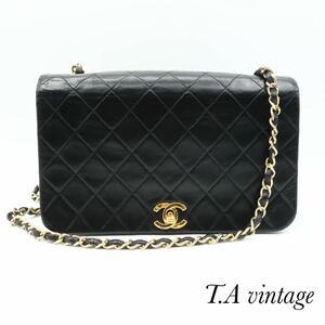 美品　CHANEL シャネル　ラムスキン　マトラッセ　チェーン　ショルダーバッグ　ブラック