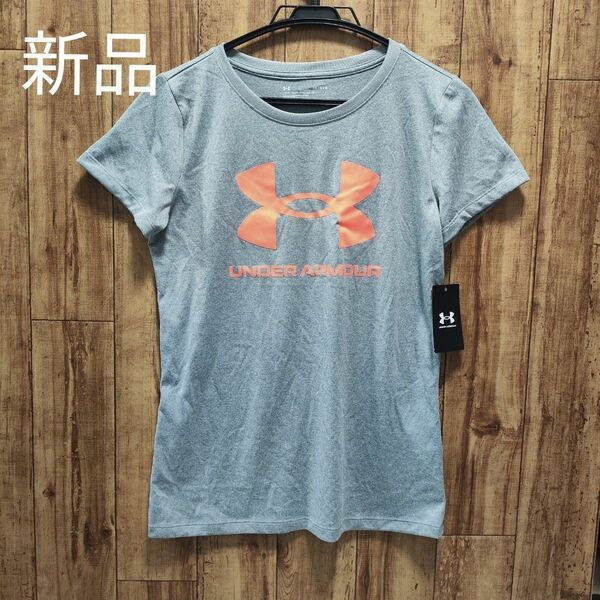 新品 アンダーアーマー UNDER ARMOUR 半袖 Tシャツ グレー ロゴプリント