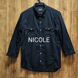 NICOLE CLUB FOR MEN ニコル 七分袖 半袖 シャツ ブラック