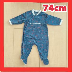 okaibi恐竜ロンパース　74cm12month　ベビー服　子供服 長袖　美品 オールインワン キッズ 男の子 子供服