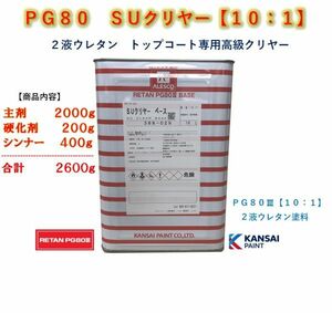 ◆ＰＧ８０　ＳＵクリヤー【主剤２ｋｇ＋硬化剤２００ｇ＋シンナー４００ｇ】関西ペイント 2液ウレタン塗料　クリアー自動車用塗料