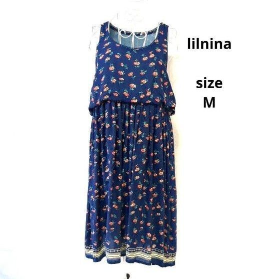 lilnina リルニーナ ノースリーブワンピース ひざ丈ワンピース ノースリーブ ひざ丈 花柄