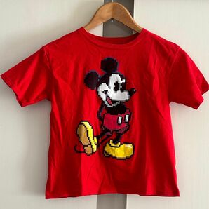 ディズニー 8ビット風ミッキー　半袖Tシャツ　M（8）130cm相当 赤