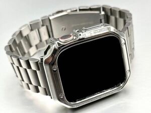  silver Apple watch band stainless steel Apple Watch TPU cover case men's lady's series1~9 38.40.41.42.44.45mm