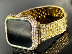  Gold * Apple watch band stainless steel cover Kirakira belt Apple Watch case 45mm44mm42mm41mm40mm38mmSE