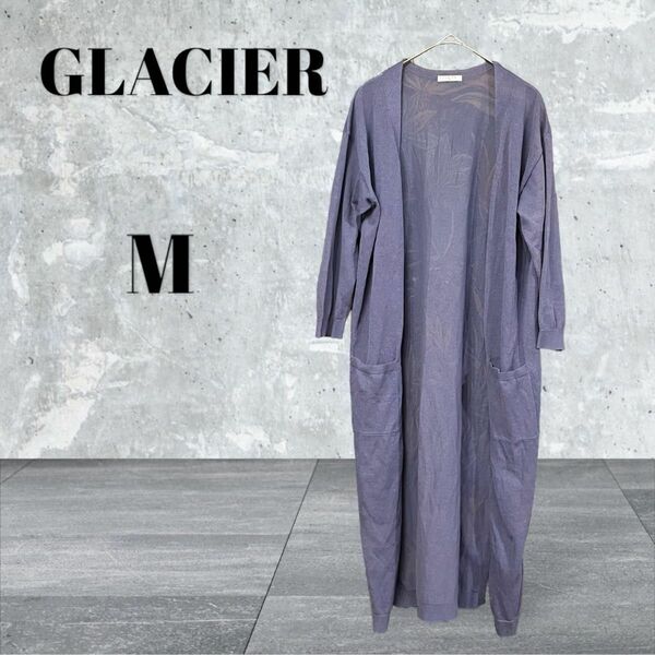 GLACIER グラシア ロングカーディガン 薄手 ブルー系 M