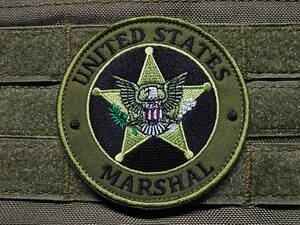 ワッペン　パッチ　USマーシャル　U.S.MARSHAL　丸型 OD/LG