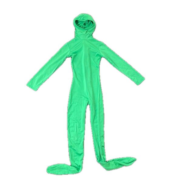 ジュニア 全身タイツ 120〜130 XXS 緑 中古 使用回数少なめ! コスプレ