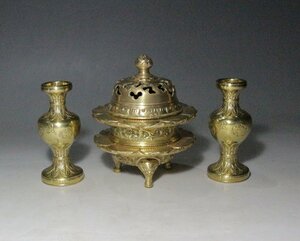  era market # large .. on carving go in fire . censer . bin # higashi book@. temple * Buddhist altar fittings * Buddhist image * Buddhism fine art 