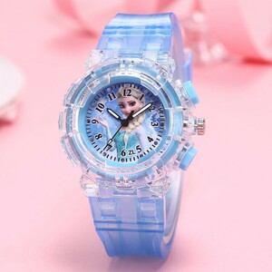  hole . snow. woman . shines Kids wristwatch light blue ②