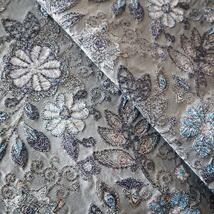 ジャガード織り生地 ゴブラン織り 立体感 花柄 グレー 160×50cm J43_画像6
