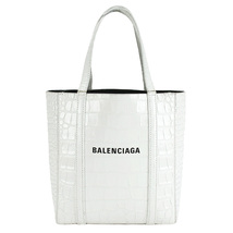 バレンシアガ BALENCIAGA エブリデイ トート XXS 2wayハンドバッグ 551815 クロコ型押し レザー ホワイト 白 シルバー金具 ショルダー 中古_画像2