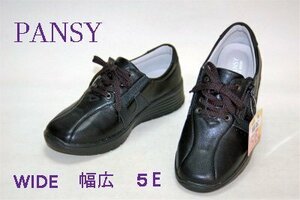 【Pansy】幅広5Eのゆったり設計 パンジー スニーカー #4428 黒 23.5cm ◆新品◆