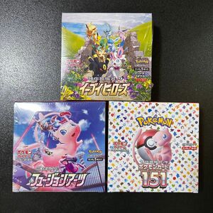 ポケモンカードゲーム人気3BOX イーブイヒーローズ&フュージョンアーツ&ポケモンカード151