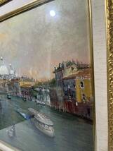 油絵 風景画 ヴェネチアの朝　絵画 油彩 額縁 美術品 肉筆真作 額装 A0145_画像5