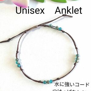 №３８８　ビーズアンクレット　男女兼用　Unisex　おすすめ　人気　足首　アクセサリー　アンクレット　ミサンガ　夏　水に強い